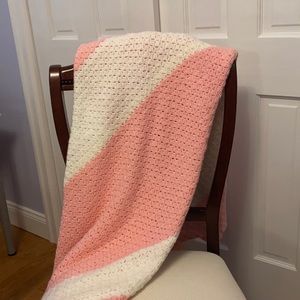 light pink handmade throw blanket